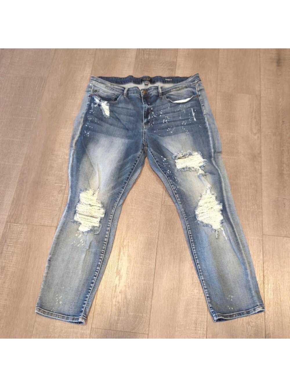 Judy Blue Womens Distressed Boyfriend Jeans Light Wash Stretch Denim Size 22